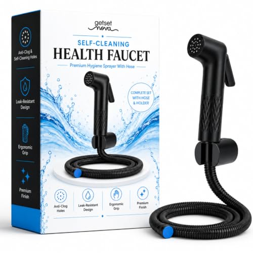 Image of Anti-Clog Jet Spray for Toilet with 1.5 Meter Pipe, ZeroBlock Silicone Nozzles, High Pressure Health Faucet, Leak-Proof Stainless Steel Jet Spray Gun, Bathroom Bidet Spray Full Set, Black