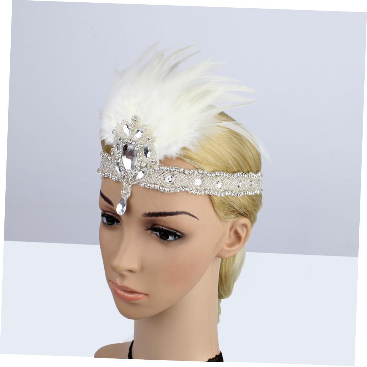 SHERCHPRY 2pezzi Fascinator Flapper Headband per Matrimonio e Feste Accessorio per Stile Anni Cerchietto Elegante Bianco per Donne