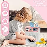 BAYMI Waschmaschine Kinder - Elektronische Kleine Waschmaschine mit Rotierender Trommel und Realistischen Geräuschen, Spielzeug für Kinder ab 3 Jahren (Rosa)