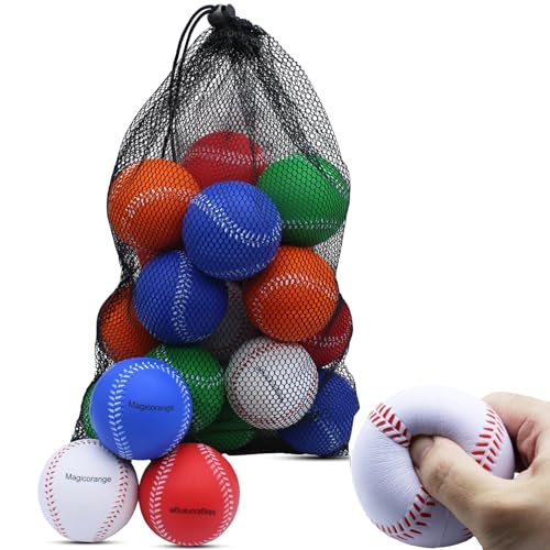 Magicorange Baseball, Foam Baseballs 20 Pack Practice Training Baseballs Unmarked Baseball Soft Toss, Batting, Fielding, Hitting, Pitching (Multicolor)
