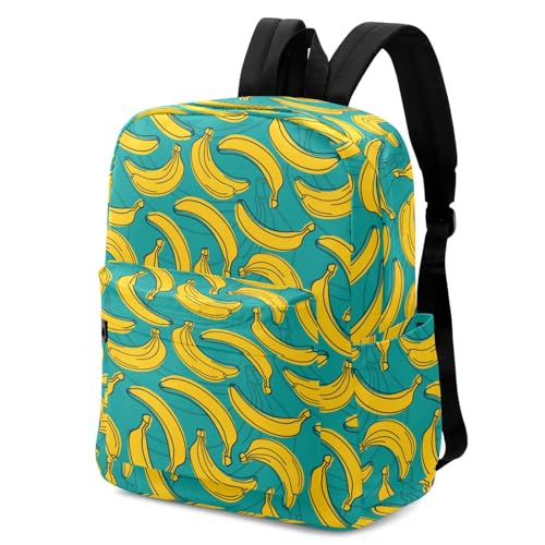 Backpack Summer Yellow Banana Large Canvas Durable Travel Shoulder Daypack for Unisex School Bookbag Beach Work Hiking Fit 16.5 Inch Notebook