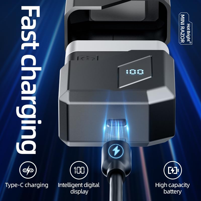 Image of Electric Foil Shavers for Men, Waterproof Cordless Beard Trimmer with LED Display & Type-C Fast Charge, Portable Travel Electric Razor for Face, Gifts for Dad Him (Silver)