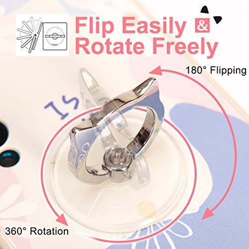Cat Phone Ring Holder - Ei Sonador Clear Cell Phone Ring Holder Transparent Stand Finger Grip (1 Silver + 1 Rose Gold Cat) #TOP4