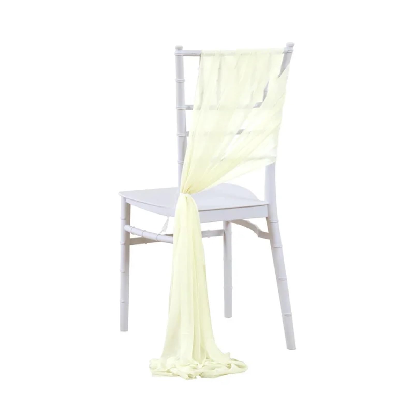 LVCHAO 12PCS Like Chiffon Chair Sashes Wedding Decoration 17x250cm for Aisle Decorations Party Banquet Event For Banquets and Parties(Cream)