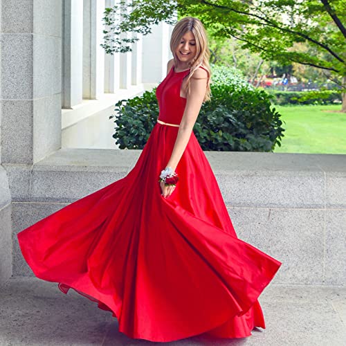 Women Skinny Metal Waist Belt Elastic Chain Belt Thin Waistband for Dress, Gold3