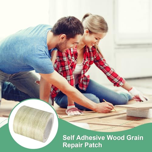Image of M METERXITY 2-Roll Wood Grain Repair Tape, 2.24in x 15ft Textured Realistic Self-Adhesive Wood Floor Tape Contact Paper for Furniture /Floors /Home [Light Gray Oak]