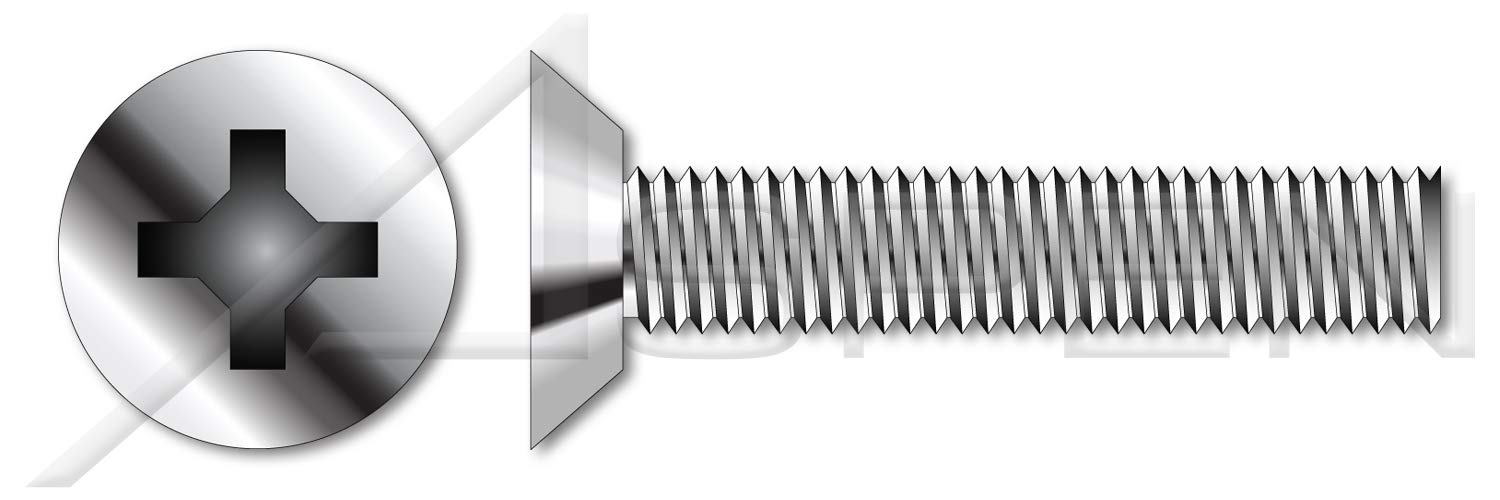 (1000 pcs) 1/4"-20 X 3/8", Machine Screws, Flat Undercut Phillips Drive, 82 Degree Countersink, Full