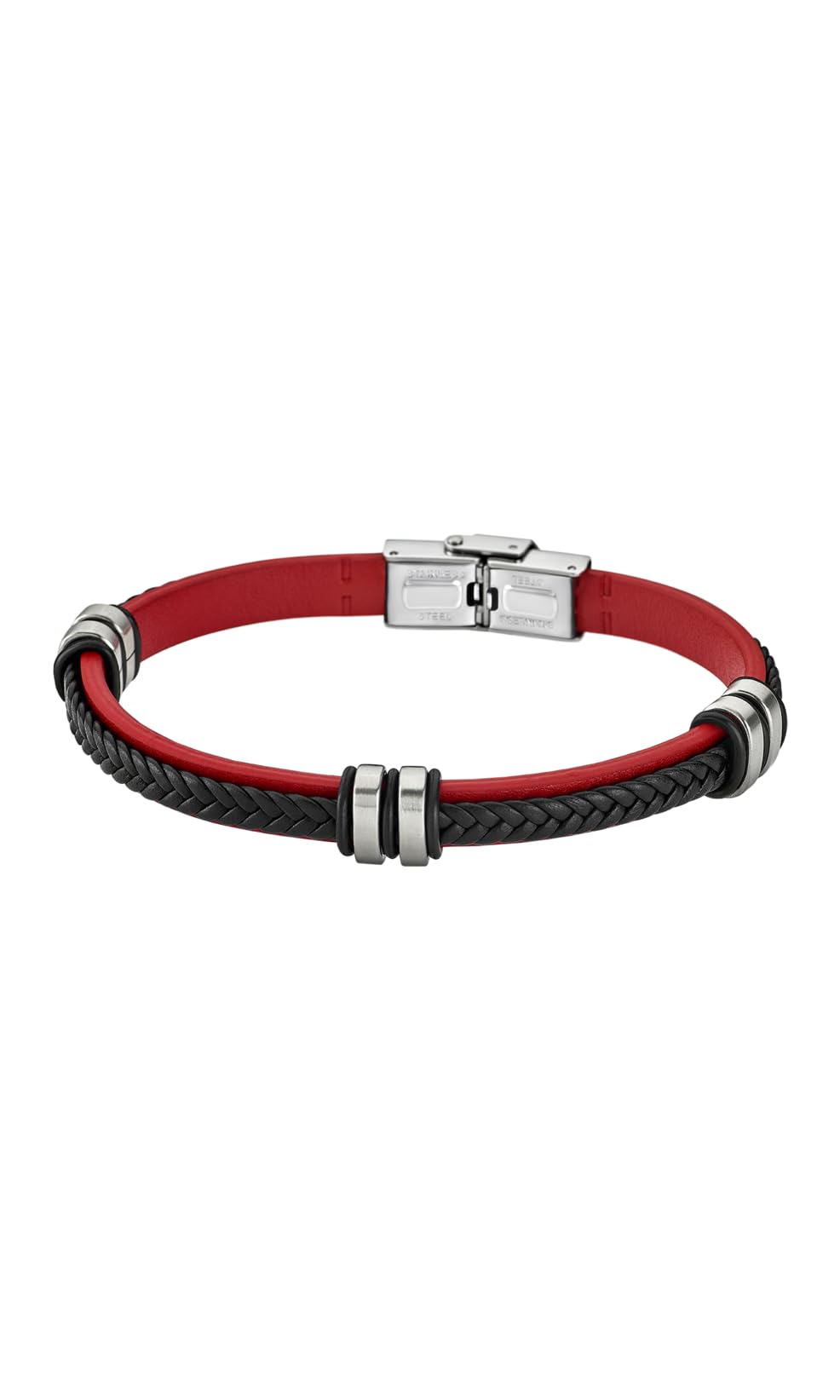 LOTUS STYLE LS1829-2/3 - Pulsera para hombre, piel y acero, color rojo y negro