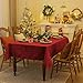 Softalker Christmas Jacquard Tablecloth, Winter Vintage Damask Rectangle Table Cover, Waterproof Poinsettia Snowflakes Polyester Table Cloths Decor for Holiday, Dining, Party - 60 x 84 inch, Red