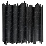 Black Paper Straws 1000 Count - 7.75' x 0.24', 100% Biodegradable & Compostable, Disposable Drinking Straws Bulk - Cocktail, Bars, Restaurants