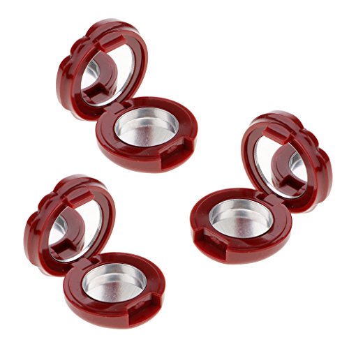 3 Pieces Beauty Rose Flower Design Empty Makeup Case,Lip Gloss Lipstick Balm Cream DIY Palette Eyeshadow Blush Holder Case - Wine Red