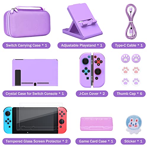 Younik Switch Accessories Bundle, 16 In 1 Accessories Kit Includes Switch Carrying Case, Protective Case Cover For Console & J-Con, Screen Protector, Adjustable Stand, Switch Game Case And More #TOP2