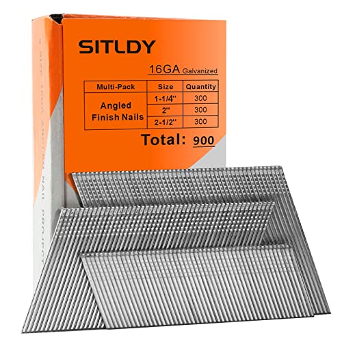 SITLDY 16 Gauge Angled Finish Nails, 20-Degree, 900-Pack (1-1/4