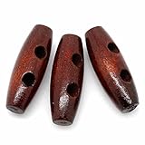 Rockin Beads Brand Toggel Sewing Wood Toggle Buttons 34x12mm 1-1/4x1/2 Inch Stained Chery Oval 2 4mm Holes Sold Per Pack of 50