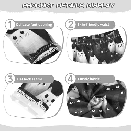 Girls Leggings Black and White Cat Animals Soft Toddler Leggings for Girls Kids Pants Size 4T-10T3