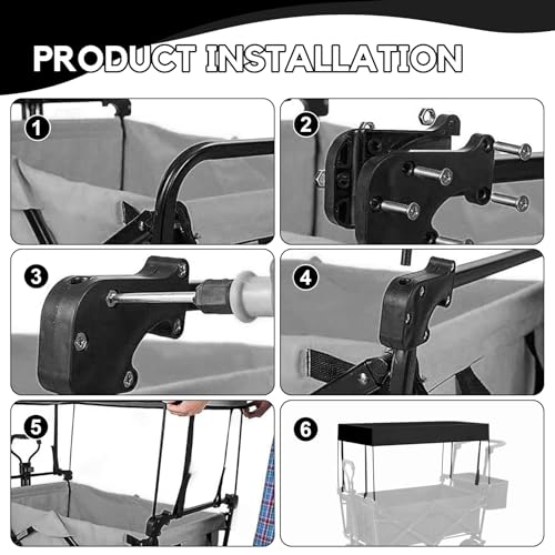 Roadtime Markise für Bollerwagen Faltbare,Regenschutzhülle Bollerwagen für Vierseitig klappbarer,Dach Handwagen Abnehmbares,Staubdicht Regendicht Sonnendicht Laubdicht,Camping Bubehör(L90xB45xH50cm)