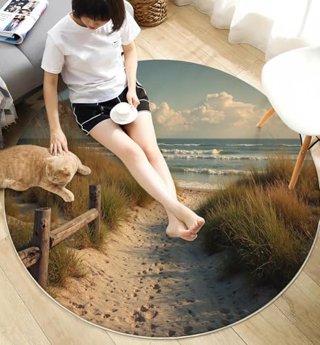 Tapis rond lavable anti-slip pour sécuriser et décorer une entrée ou un salon - 6
