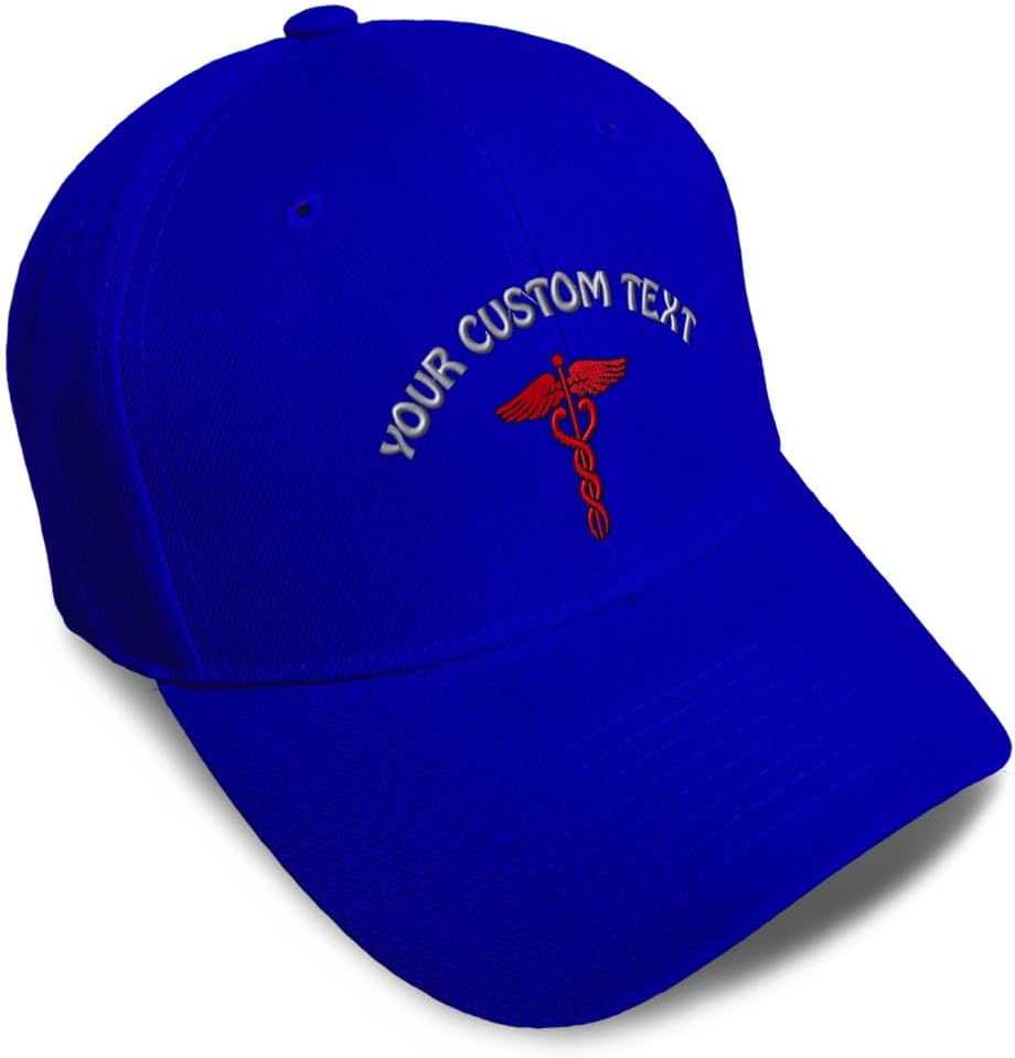 Baseball Cap Red Medical Caduceus Symbol Embroidery Profession Doctor Acrylic