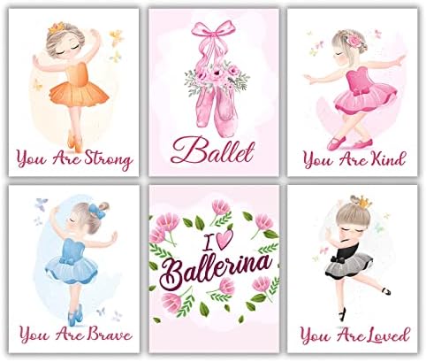 MTL HOE Ballet Girls Room Decor Ballerina Kids Room Decor For Girls Motivational Black Girl Wall Art Posters For Tween Girls Room, Girls Room Wall Art For Girls Bedroom (6 pcs, 8 x 10 in Unframed)