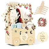 TDHZXEM Wooden Baby Shower Basket with Hanger Rack - Personalized Baby Gift, Newborn Essentials Organizer for Nursery, Welcome Gift Basket for Newborn, Pregnancy Gifts for New Parents.
