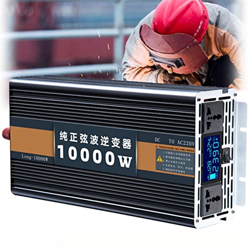 HTDRE Inversor de Potencia, 2000W 2500W 3000W 3500W 4000W 4500W 5000W 6000 W, inversor de Onda sinusoidal Pura de Salida Continua, inversor de Potencia de Alta Resistencia con LCD, 10000W 24V a 220V