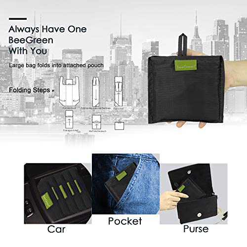 Tote-Bags-Gift-Bags-for-Grocery-Shopping-Reusable-5-Black-Bags-Machine-Washable-Foldable-Ripstop-Totes-with-Pouch-50LBS