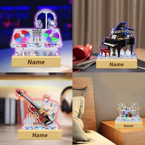 Lámpara de Mesa Acrílica Personalizable con Guitarra 3D miniatura 6