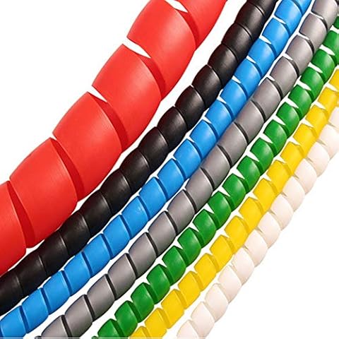 Vogueing Tool Cable Tidy Tube, 8mm Spiral Tube Cable Protector Sleeve for Wire Computer Cable on Home or Office, Black, 5M Cover