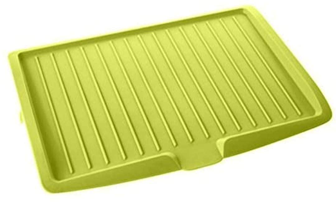 Premium Plastic Dish Drainer Tray with Side Drain | Sloping Kitchen Sink Drying Board for Plates, Cups, Bowls, Fruits & Vegetables | Quick-Dry, Countertop Drip Tray (Green)-image-15