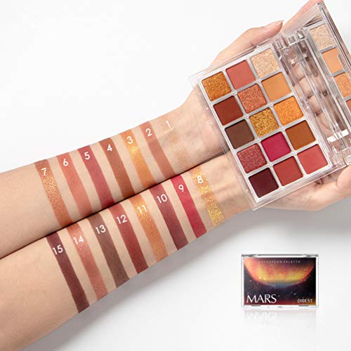 Warm Neutrals Eyeshadow Palette, Bronze Eyeshadows Pro 15 Colors Pigmented Shimmer Matte Glitter Eye Shadow Palette Blendable Long Lasting Waterproof Makeup Cosmetics