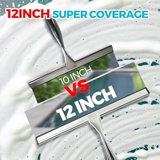 ALFLOD 12-Inch All-Purpose Shower Squeegee for Shower Doors, Tile Shower Walls, Bathroom, Window, Glass and Car Windshield, Mirrors and Kitchen-Stainless Steel, Silver