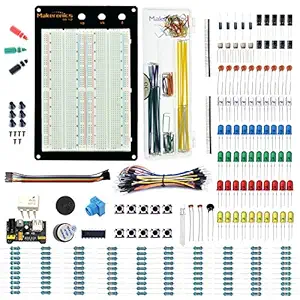 Makeronics 1660 Tie-Points Solderless Breadboard+Electronics Fun Kit |140 PCS U-Shape Jumpers |65 PCS Wires | Power Supply Module|Precision Potentiometer for Prototyping Circuit/Arduino/Raspberry Pi