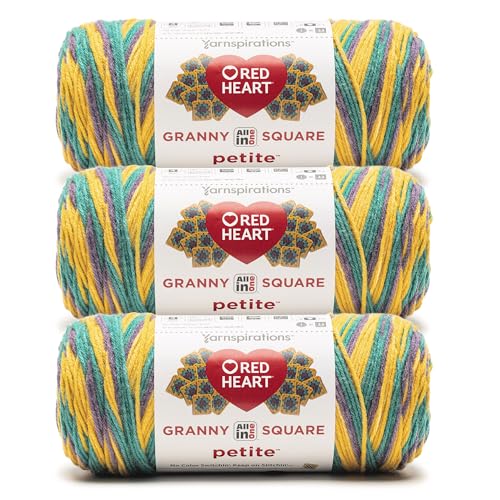 Image of Red Heart Granny Square Petite Yarn for Crocheting, Boppin, 3-Pack