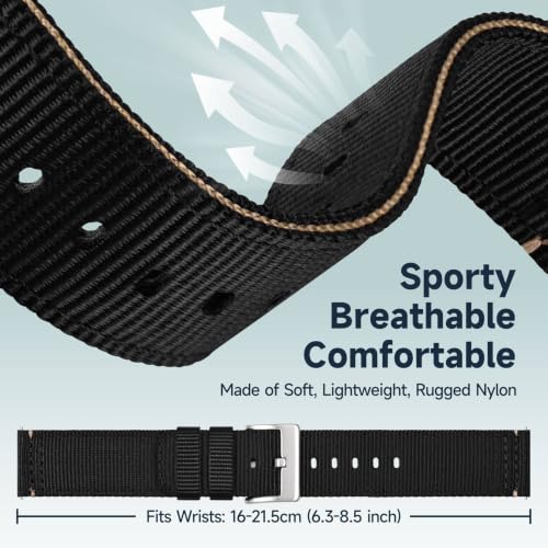 Image of WOCCI Nylon Watch Bands, Contrast Woven Design, Quick Release, Stainless Steel Buckle, Band Width 20mm 22mm 24mm 26mm