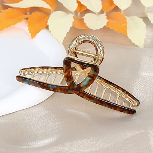 Big Hair Claw Clips Butterfly Barrettes Claw Clips for Women Acetate Claw Clips Metal Hair Clip for Girls Large Hair Accessories for Long Thick Hair (Brown Green) - Image 2