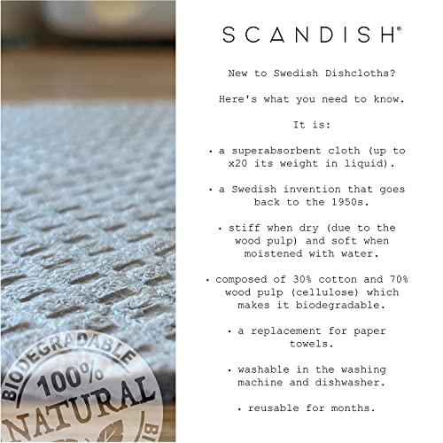 Scandish Swedish Dishcloths For Kitchen - 10-Pack Gray Swedish Dish Cloths For Kitchen - Original Swedish Dish Towels - Cellulose Sponge Cloths - Reusable Paper Towels #TOP2