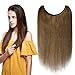 Produktbild Extensions Echthaar mit Unsichtbarer Draht Hellbraun - Haarverlängerungen Haarteile Glatt Haarverdichtung Keine Clip 16"-60g