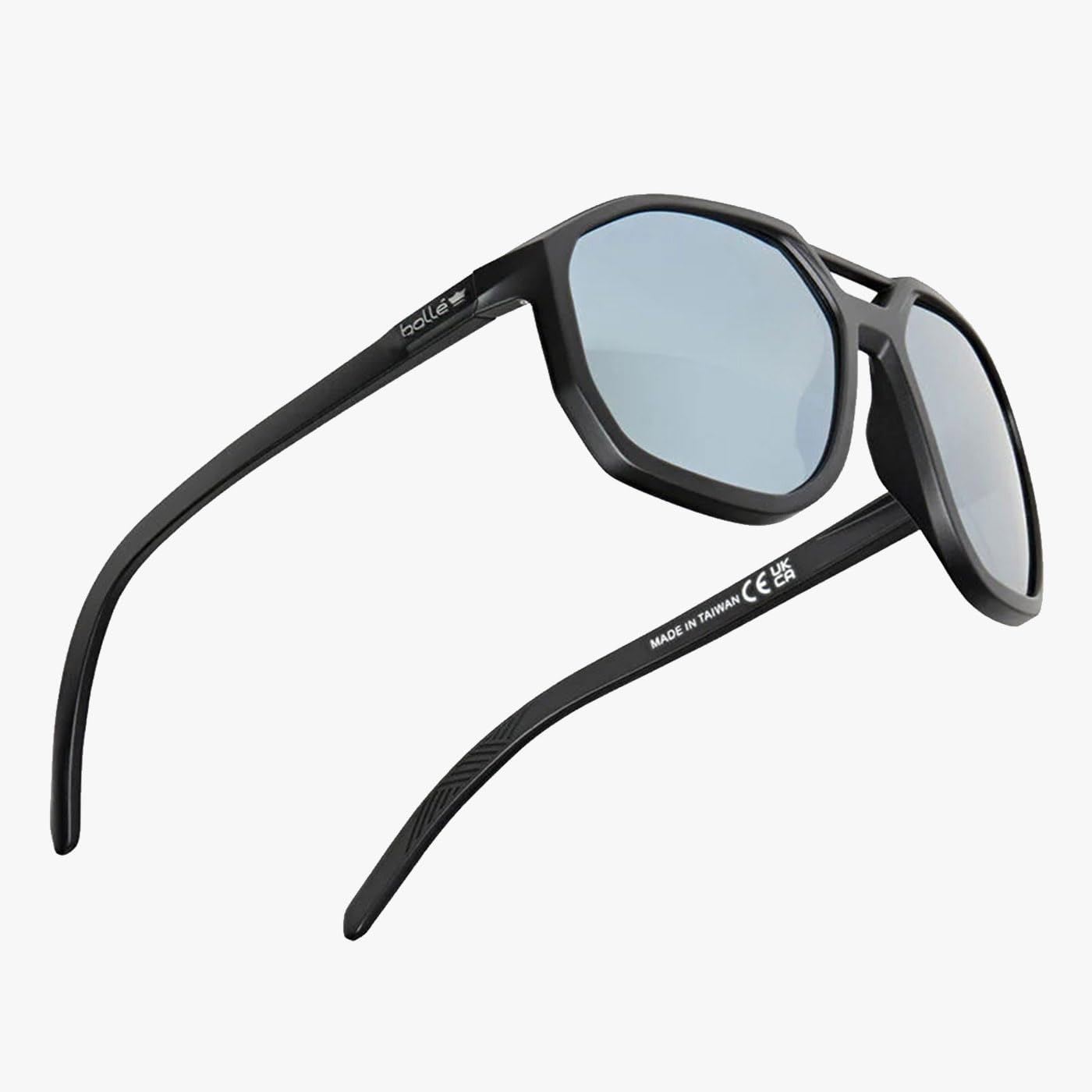 Bolle Gafas de sol de montura completa - Lente de PC Silver Flash Polarizada - Recubrimiento AS - Montura Negra eco-sostenibile de PC (poliamida de origen biológico) per Adulti, Comfort visivo al