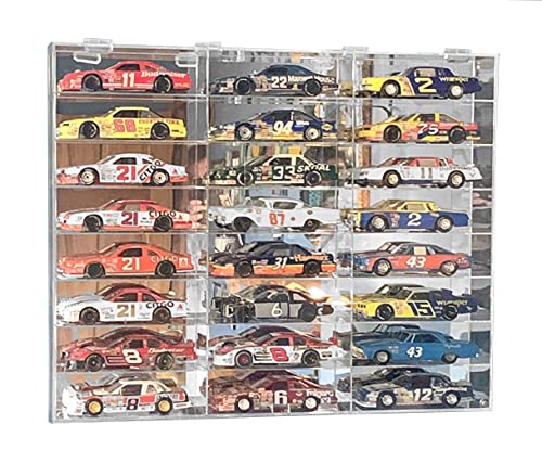 Clear Acrylic Display Case for 1:24 Scale Diecast Toy Model Cars Hot Small Toy Wheels Storage Showcase 98% UV Protection 4mm Thick Acrylic 24 Compartments
