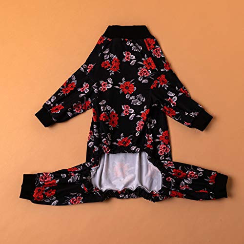LovinPet Pet Pajamas for Dogs Big/Pretty Floral Navy/Coral Prints/Lightweight Big Dogs Pullover, Full Coverage Large Breed Dog Pjs - Thumbnail 5