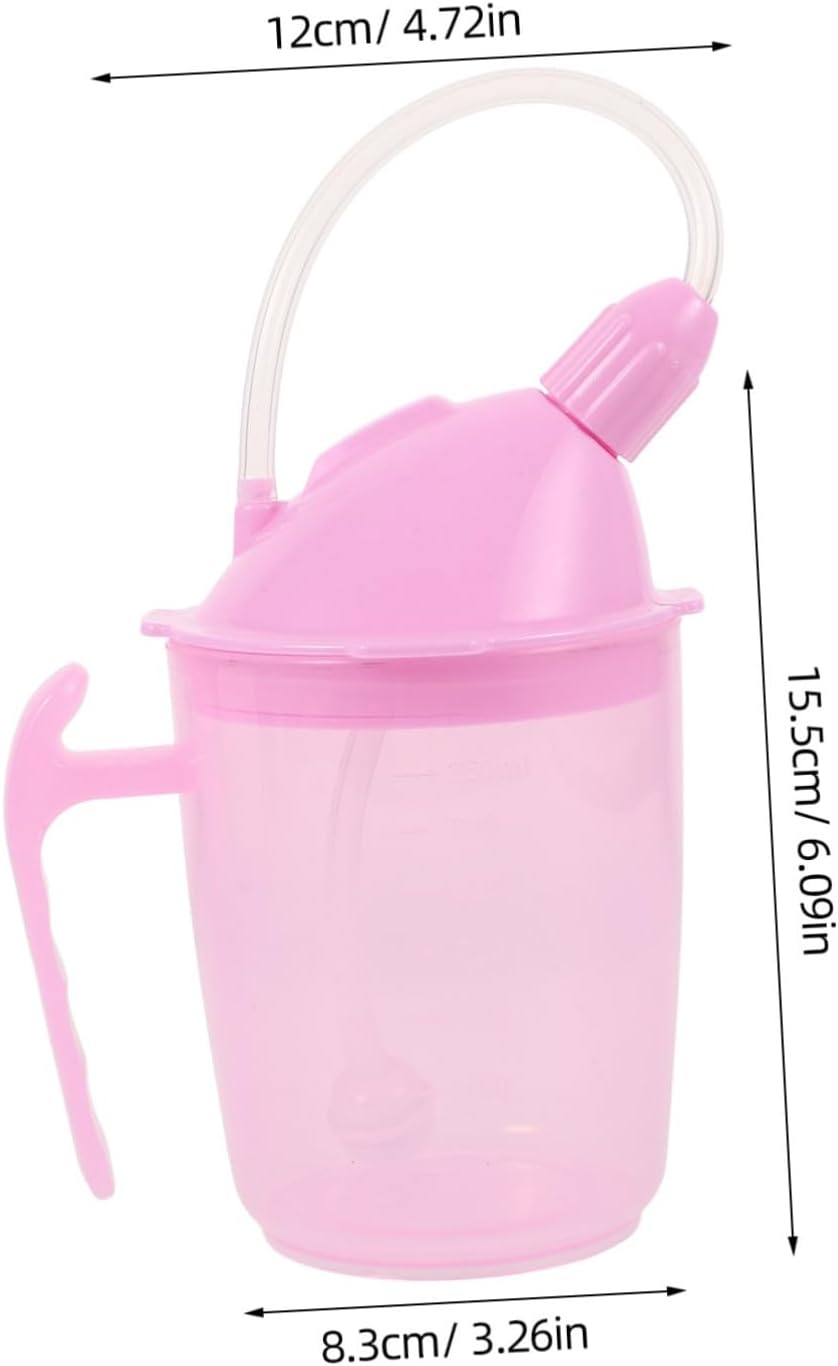 Leakproof Liquid Diet Feeding Cup with Straw and Lid for Elderly Patients Disabled Adults Maternity Care Practical Non-spill Drinking Mug with Measurement Scale for Bedridden and