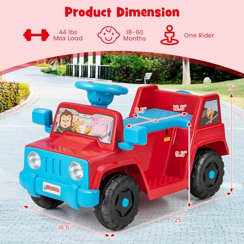 OLAKIDS Ride on Car for Toddlers, 6V Kids Jeep Electric Vehicle with Storage Tire, Horn, Charger, Battery Powered Motorized Quad Riding Toys for 18+ Months Boys Girls (Red)