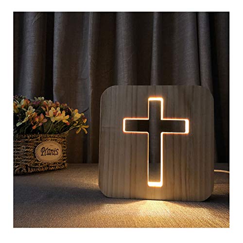 LED Holzkreuz Nachtlicht USB Lampe Kreative Tischlampe Holz Nachtlicht 3D Lampe Home Decoration Oder Geschenke
