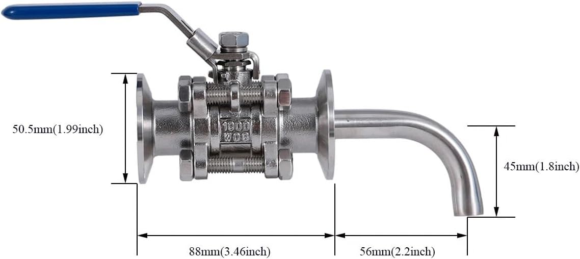 1.5 Inch Tri Clamp Ball Valve & Racking Arm Pick-up Tube Stainless Steel 304 Homebrew Boil Kettle Conical Fermenter Parts