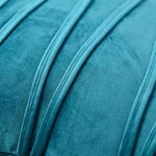 Image of Amazon Brand - Umi Decorative Striped Throw Pillow Covers 12 X 20 Inch,Soft Solid Velvet Pillow Covers Cushion Case with Zigzag Pattern for Sofa Bedroom 30 X 50 Cm (Pack of 2) Dark Teal
