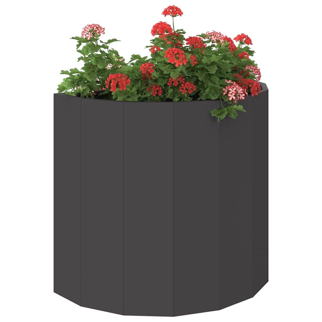 vidaXL Planter Black 60 x 30 x 50 cm Steel, Garden and Terrace, Durable Outdoor Planter, Decorative Container, Steel Holder, Greenhouse Pot, Floral Box, Yard Accent