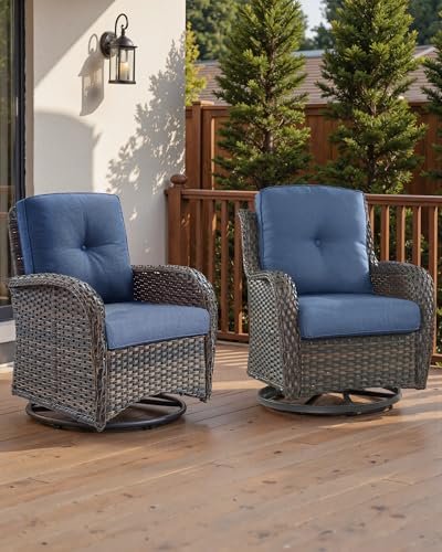 ACTREST Pop 22x25/22x24 Outdoor Replacement Cushions - 1 Set High Back Deep Seat Patio Furniture Cushion for Wicker Dining Swivel Rocking Chairs Loveseat Couch Sectional Sofa - Navy Blue/Button - Image 2