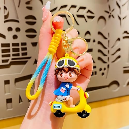 Image of Cute Cartoon Character Silicone 3D Key Chain with Strap Charm & Metal Hook, Merchandise Key Rings Gift for Kids Girls Boys Men & Women