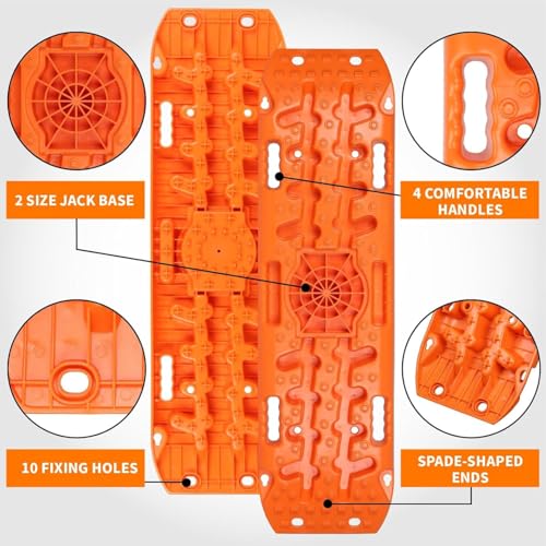 2 Stück sandbleche Offroad，anfahrhilfe wohnmobil，Reifenleiter für Sand/Schlamm/Schnee, 10T， Traktionsmatte für Geländewagen PKW LKW (Schwarz, 107 x 31 x 7 cm)