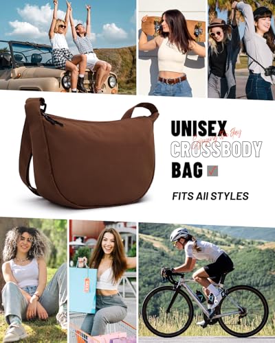 Image of Crossbody Crescent Bag for Women Men Trendy, Crescent Sling Bag with Adjustable Strap, 2 Zippers Lightweight
